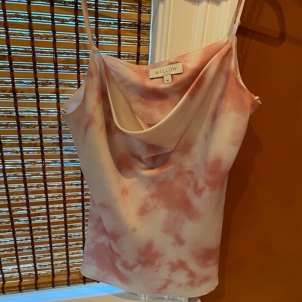 Pink and white tye dye silk cami from WILLOW.